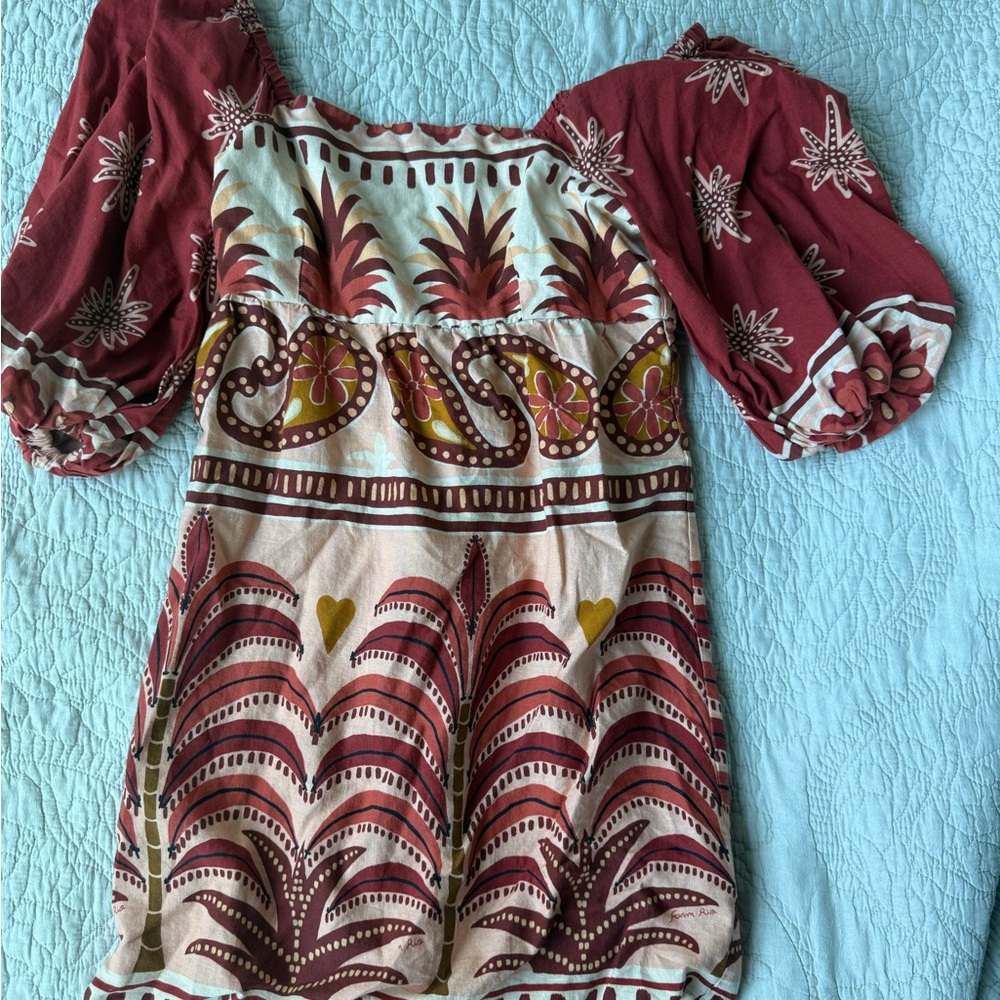 FARM Rio Women's Dress in Burgundy and Cream